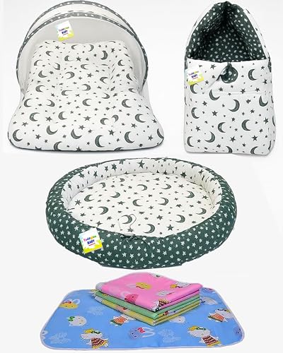 Image of Toddylon Baby Bedding Set New Born Baby Bed Mosquito Net | Carry Bag|Sheets | Essentials Combo (0-6 Months) (4PCS Set)