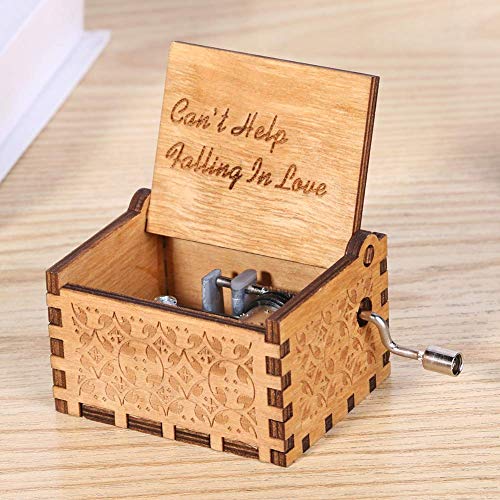 Image of Zesta Cant Help Falling in Love Musical Box Gift | Romantic Music Crank Mini Collectible for Girlfriend, Boyfriend, Husband, Wife | Unique Musical Gifts for Music Lovers | Vintage Wooden Box