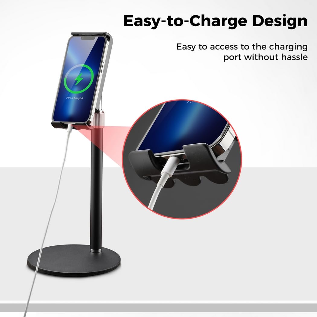 Soporte para teléfono celular, soporte giratorio de 360 grados para escritorio, ángulo ajustable y altura, soporte para tableta de teléfono, compatible con Samsung Galaxy y otros teléfonos