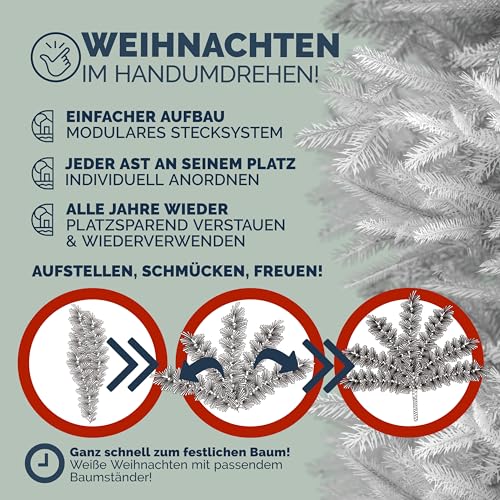 CASARIA® Árbol de Navidad Artificial 150cm Ramas Efecto Nieve Piñas con Soporte 310 Puntas Pino Decoración