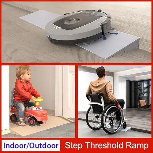 Rampa de umbral para robot barredor de silla de ruedas, rampas portátiles de plástico para bordillos para interior/exterior, patio, jardín | Negro, 100x22x5 cm miniatura 2
