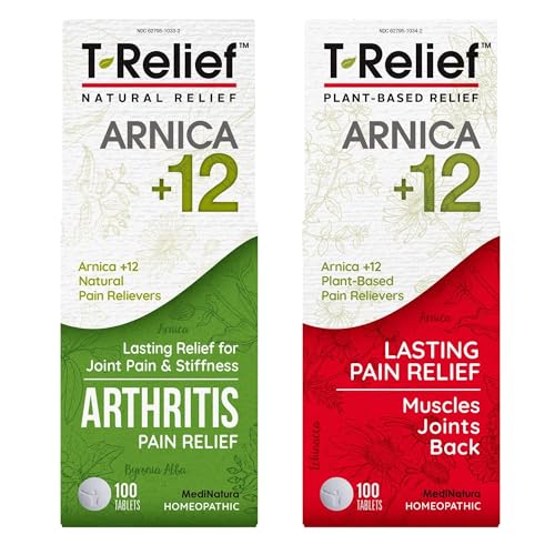 MediNatura Whole Body + Joints Bundle T-Relief Arnica +12 Natural Arthritis Pain Tablets 100ct + T-Relief Arnica +12 Natural Pain Relieving Tablets 100ct