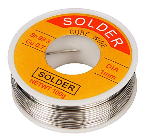 McPower 1540153 estaño sin plomo, 1 mm de diámetro, 99,3% Sn 0,7% Cu elementos de construcción, componentes, condensadores, televisores, motores, juguetes, etc. (100)