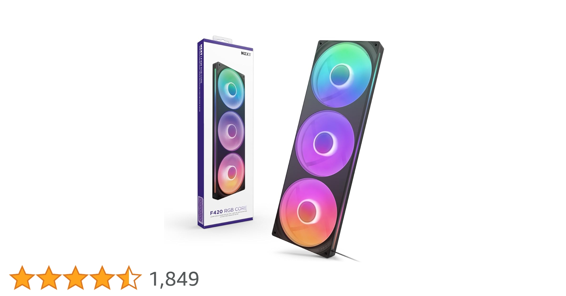 NZXT F420 RGB Core Fan Black 3ファン(未使用品) F420 RGB Core | 420mm Single-Frame RGB Fan Unit | NZXT