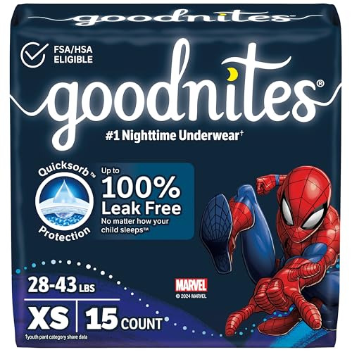 Image of Goodnites Boys' Nighttime Bedwetting Underwear, Size Extra Small (28-43 lbs), 15 Ct, Packaging May Vary