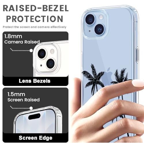 Coque iPhone 14 antichoc transparente avec motif floral rigide