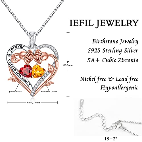 Iefil-Rose-Heart-Double-Birthstone-Necklace-Gifts-for-Wife-Girlfriend-Her-Women-Birthstone-Jewelry-Gemstone-Valentines-Day-Birthday-Gifts-for-Mom-Grandma-Her-Wife-Women