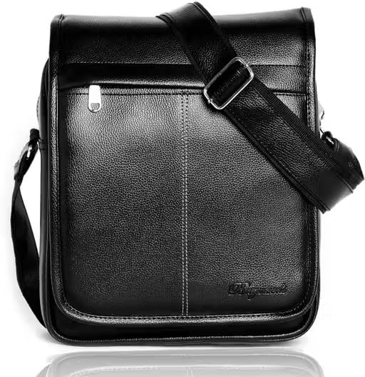 Vintage Brown Faux Leather Messenger Bag, Unisex Crossbody Sling Shoulder Bag with Adjustable Strap, Zippered Compartments, Modern Minimalist Style, Small Size-image-44