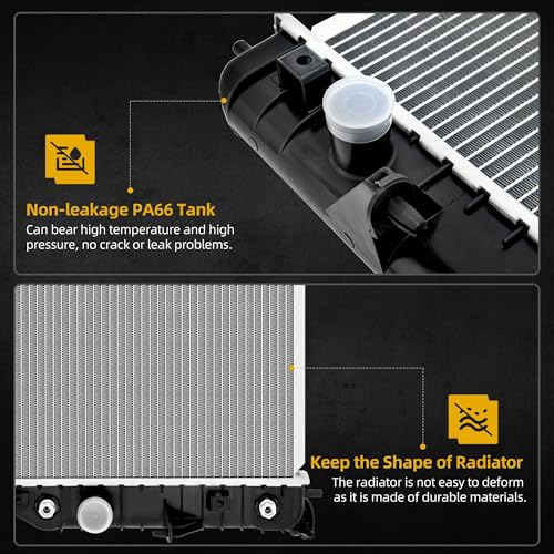Image of DWVO Radiator Compatible with 2000 2001 2002 2003 2004 2005 Buick LeSabre 2000 2001 2002 2004 2005 Pontiac Bonneville 3.8L V6, Aluminum Core
