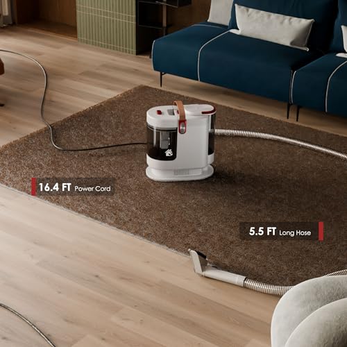 Image of WURESE 15KPa Powerful Portable Upholstery & Carpet Cleaner Machine | Spot cleaner for sofas & cars, long hose, compact storage design