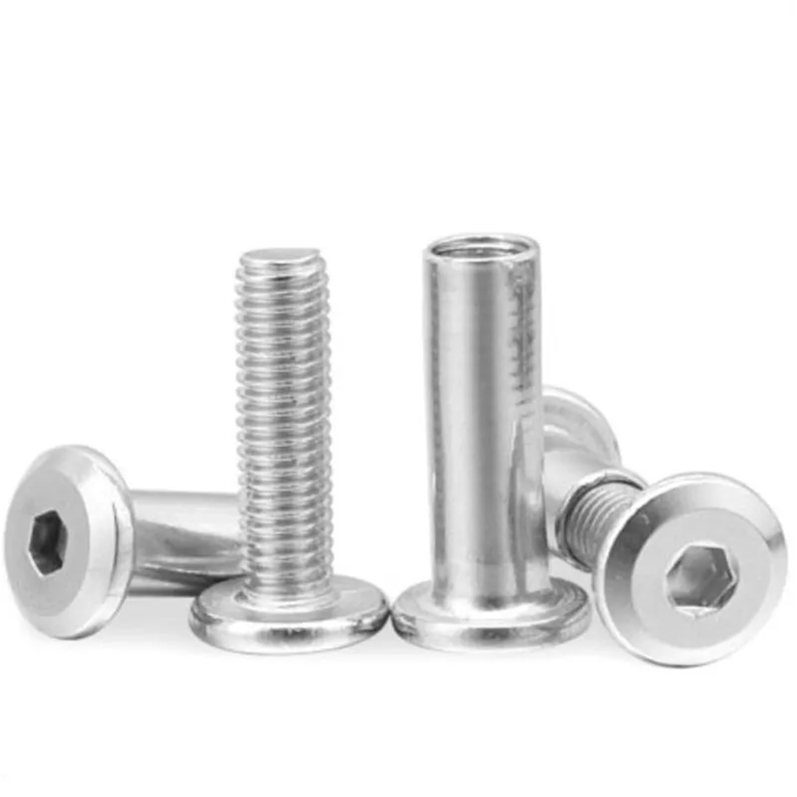 Chicago Screws - 25 tuercas de acero inoxidable M5 304 para muebles con tornillo, tuerca hexagonal plana, clavo combinado de álbum (M5 x 50, 25 piezas)