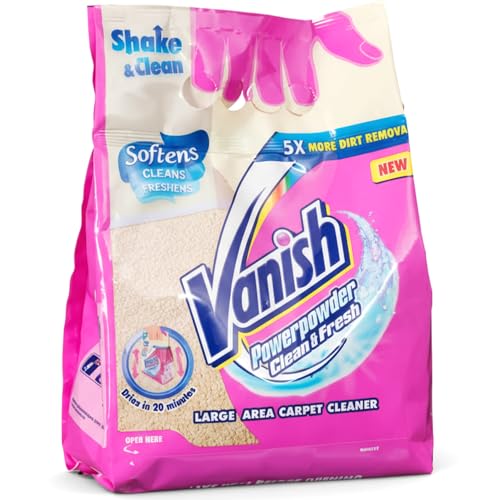 Vanish Powerpowder Carpet Cleaner 650g Large Area Shake & Clean Powder Deep Dirt Removal Fresh Scent Fast Drying Formula for Rugs Upholstery & Home Ideal for Large Area Carpet Cleaning