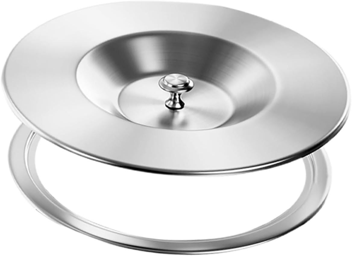 PRETYZOOM 1set Stainless Steel Kitchen Trash Can Lid Embedded Design Waste Container Cover for Countertop Use Effortless Installation for Kitchens and Restaurants