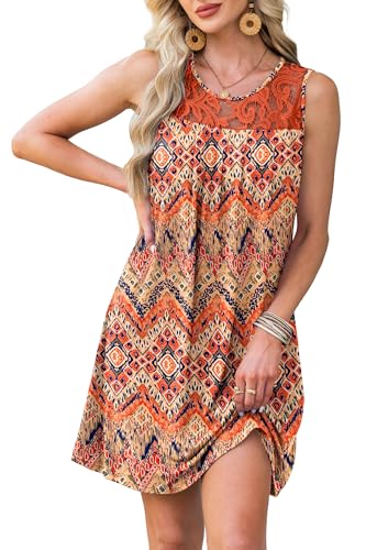 Image of BKRIVE Womens Lightweight Sleeveless Summer Dresses | Lace Yoke Neckline, Figure-Flattering for All Shapes - Ideal Beach Cover-Up & Hot-Weather Travel Essential