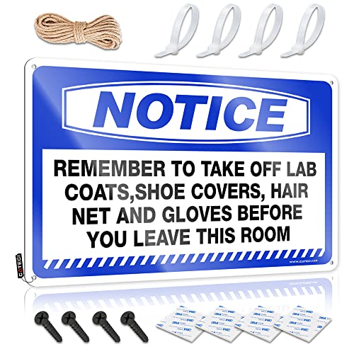 Abipuir おもしろサイン オフィス予告用 Remember to Take Off Lab Coats、靴カバー ブリキ看板 装飾 マンケーブ ブリキ看板 (サイズ:20X30CM)
