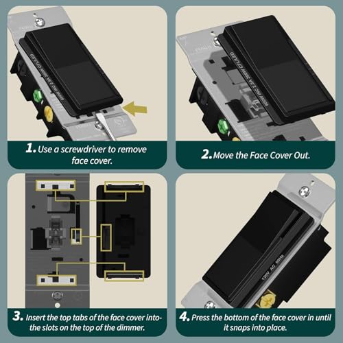 Image of TOPGREENER Kalide Dimmer Light Switch, LED Dimmer Switch, Full Range Dimming, Single Pole /3-Way, 120VAC, 60Hz, 300W LED /CFL, Neutral Wire Not Required, Wall Plate Included, Black, 2 Pack