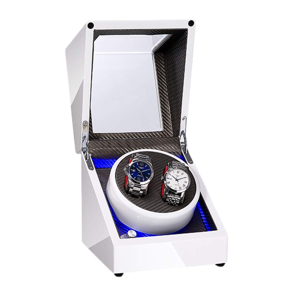 Autocarro Automatico Orologio per Pianoforte Bianco Finitura per Pianoforte in Pelle in Fibra di Carbonio Silenzioso e avvolgitore per Orologi a Batteria per Orologi Automatici