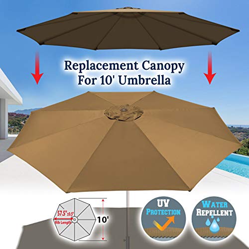 Umbrella Cover Canopy 10ft 8 Rib Patio Replacement Top Outdoor-tan