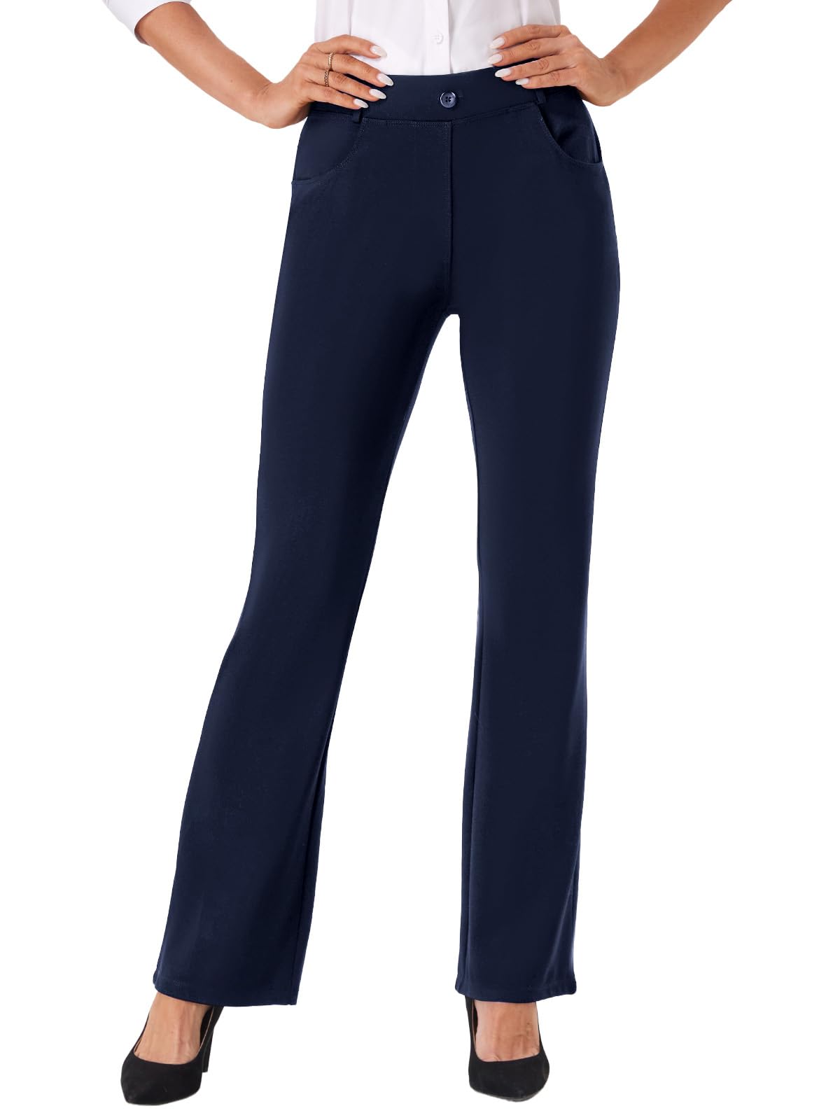 Friptspyg Hosen Damen mit Taschen Elegant Business Schlauch Hose Casual Anzughose Damen Arbeit Stoffhose Stretch Hose mit Reißverschluss