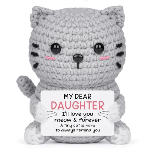Giftasy Daughter Gifts Daughter Birthday Gifts - Handmade Crochet Cute Cat Presents for Daughter from Mum Dad for Christmas Graduation Engagement Wedding Mothers Day
