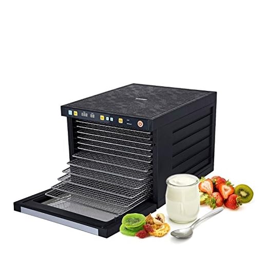 BioChef Savana - Deshidratador de alimentos, 2 Motores 500W (total 1000W), 6/9/12 Bandejas Acero Inoxidable + Hojas Antiadherentes + Rejillas finas (12 Bandejas)