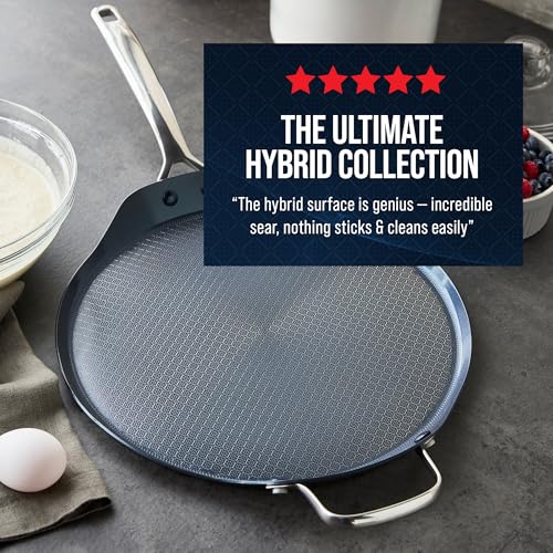 Image of Blue Diamond Hybrid Nonstick Stainless Steel 12 inch Griddle Pan, XL Skillet, PFAS-Free Ceramic Diamond Bond Searing, Pancakes & Omelets, Dishwasher Safe, Stay-Cool Handle, Induction Ready, All Cooktops