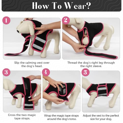 Image of Dog Anxiety Calming Vest, Gentle Compression Anxiety Suit for Dogs | Breathable Dog Calming Wrap for Separation Anxiety, Lightning, Storms, Fireworks, Vet Visits, Black L