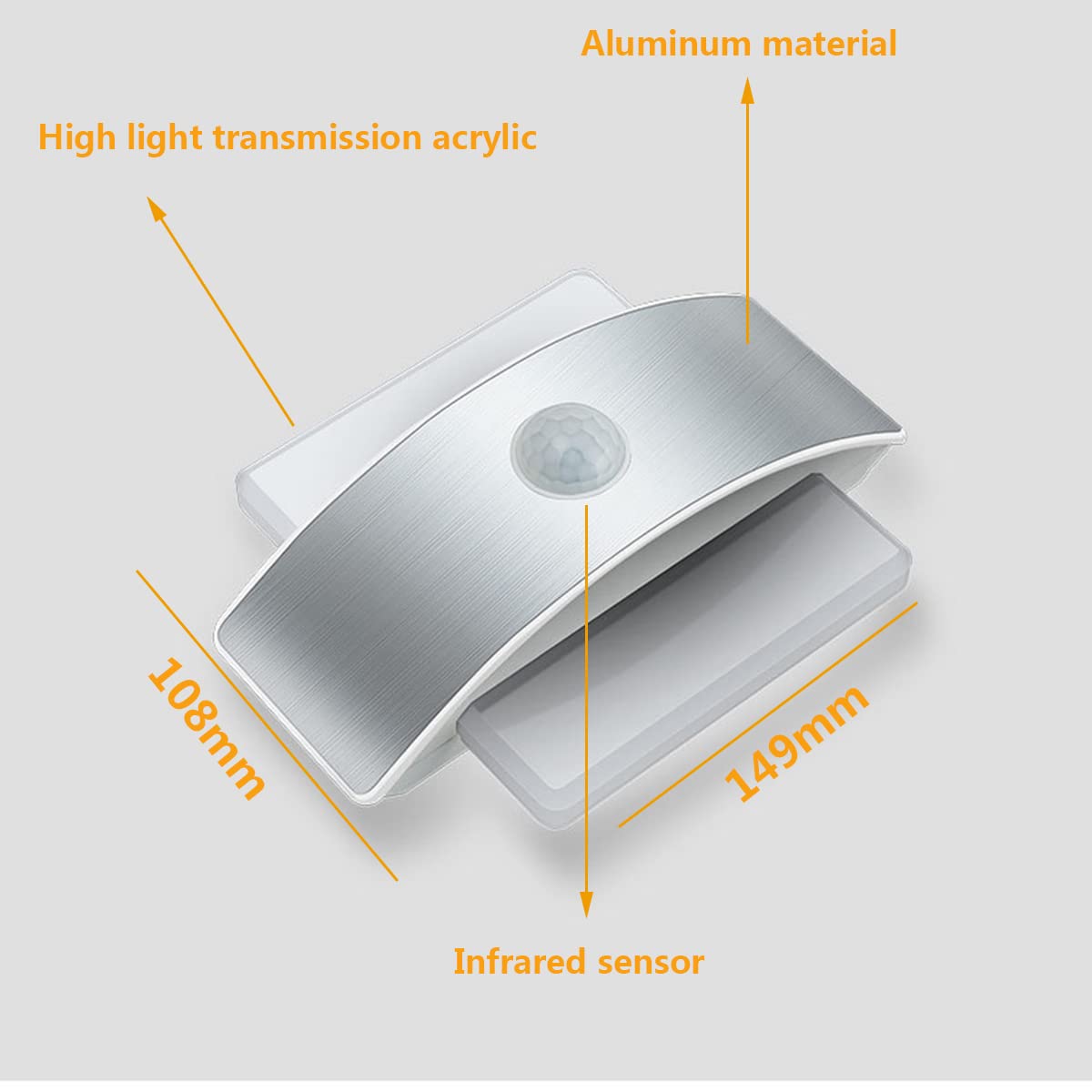 LED Nachtlicht Bewegungsmelder Batterie Nachtlampe USB Wiederaufladbar Warmweiß Mit 3 Modi(Auto/ON/OFF) Sensor Licht Schrankleuchte Aluminium Wandleuchte Für Kinderzimmer, Bad, Flur, Küche