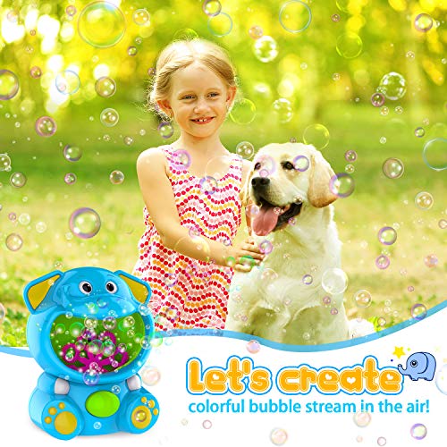 WisToyz Bubble Machine Elephant Bubble Blower Bubble Toys 500+ Bubbles Per Minute, Bubble Machine for Kids Toddler with Bubble Solution Indoor Outdoor Bubble Maker Easy to Use 2 AA Batteries Needed