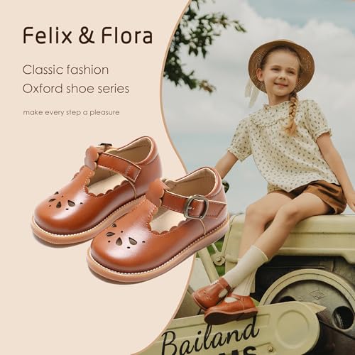 Felix & Flora Toddler Little Girl Brown Mary Jane Dress Shoes thumb #1