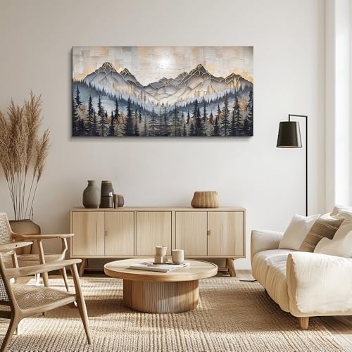 PHAOHUAXM Large Canvas Wall Art For Bedroom Large Wall Decor For Living Room Dining Room Modern Office Abstract Ink-Wash Landscape Mountain Wall Pictures Artworks Home Decor Ready To Hang 24"X48"