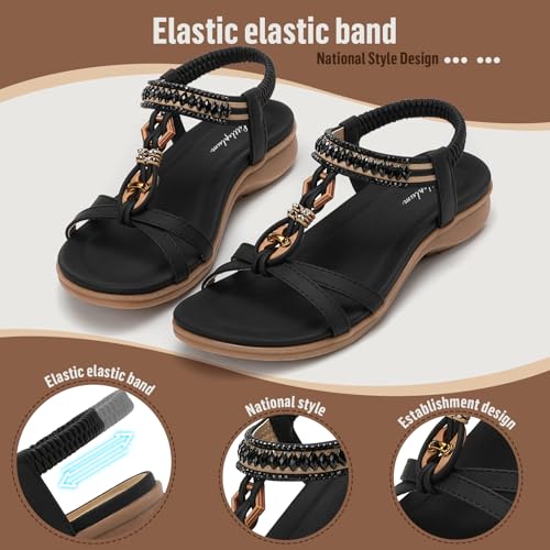 Image of Littleplum Womens Sandals Comfort Arch Support Sandals Summer Walking Shoes Casual Ankle Elastic Flip Flops Shoes