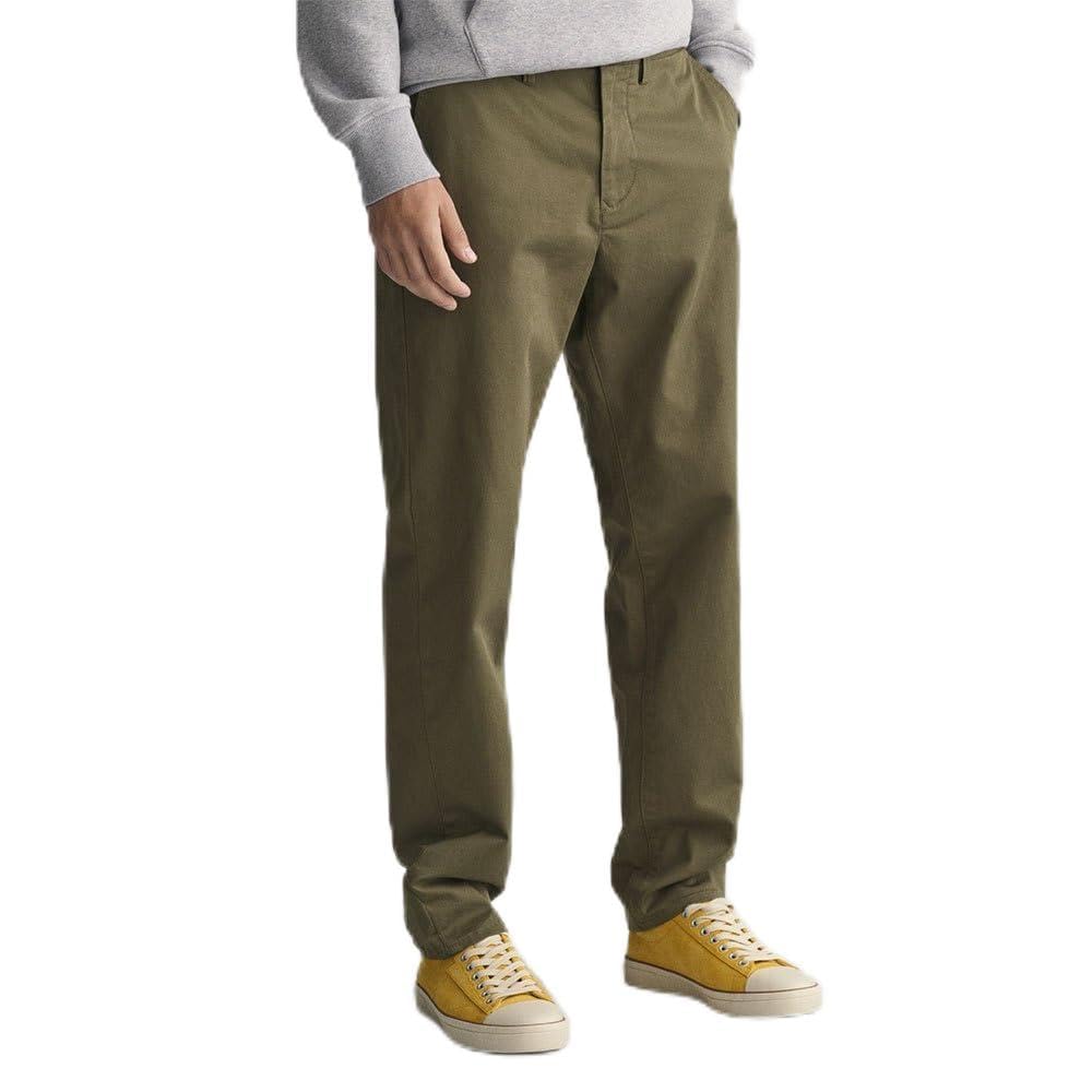 GANT Men's Regular Twill Chinos Classic Trousers, Juniper Green, 44W x 36L