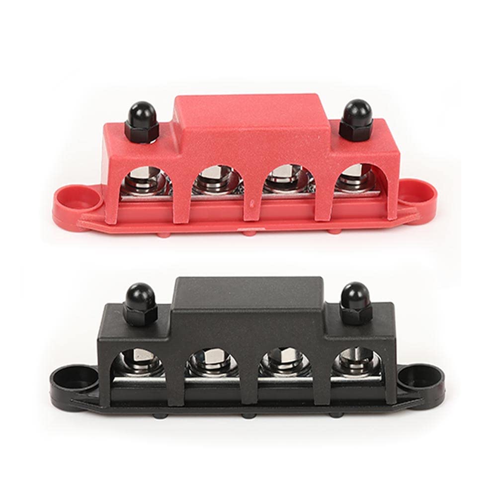 PIT66 12V 250A Power Distribution Block Bus Bar w/ 4 x 5/16"(M8) Studs,4 Post Battery Busbar Terminal Block Fit for Automotive Car RV Truck Marine