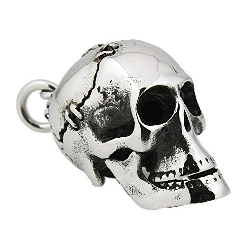 LINSION Wydrążony design czaszka wisiorek srebro 925 rowerzysta rocker punk biżuteria 3G002