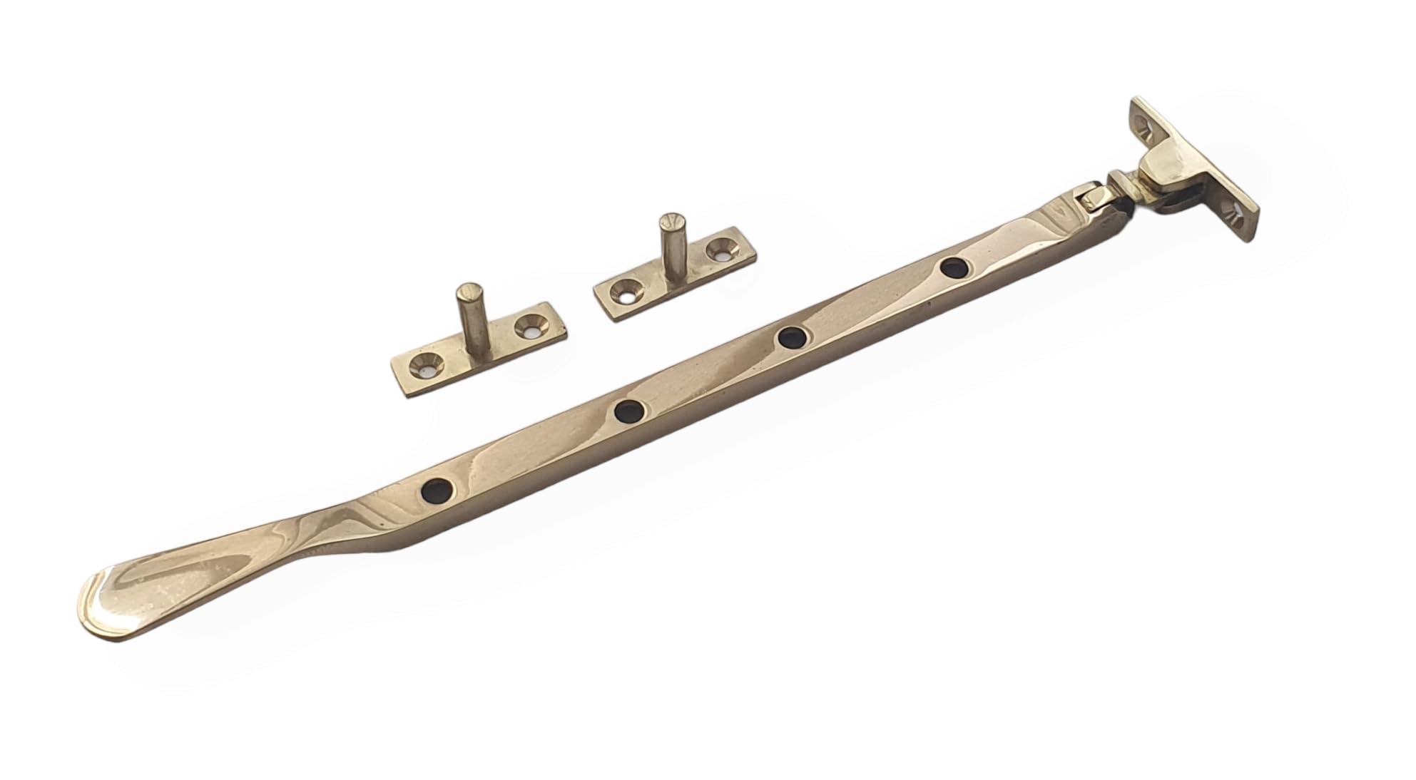 Manor Polished Brass 250Mm 10" Inch Window Stay Fastener - Solid Brass Casement Stay For Timber Windows