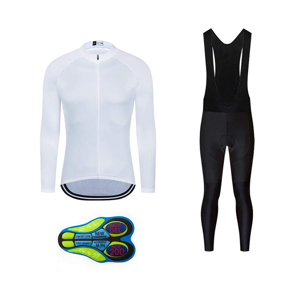 Abbigliamento Ciclismo Set Manica Lunga Completo da Ciclismo per Uomo con Imbottiti Silicone 20D ad Antivento asciugatura per MTB Ciclista Corsa All'aperto