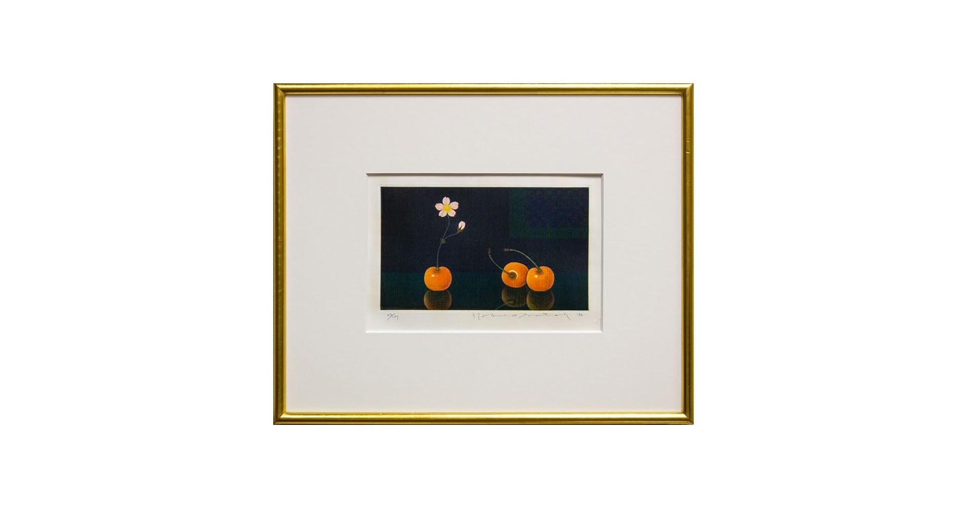 メゾチント銅板版画　川口輝夫/胡桃　28/30 額装 メゾチント銅板版画 川口輝夫/胡桃 28/30 額装