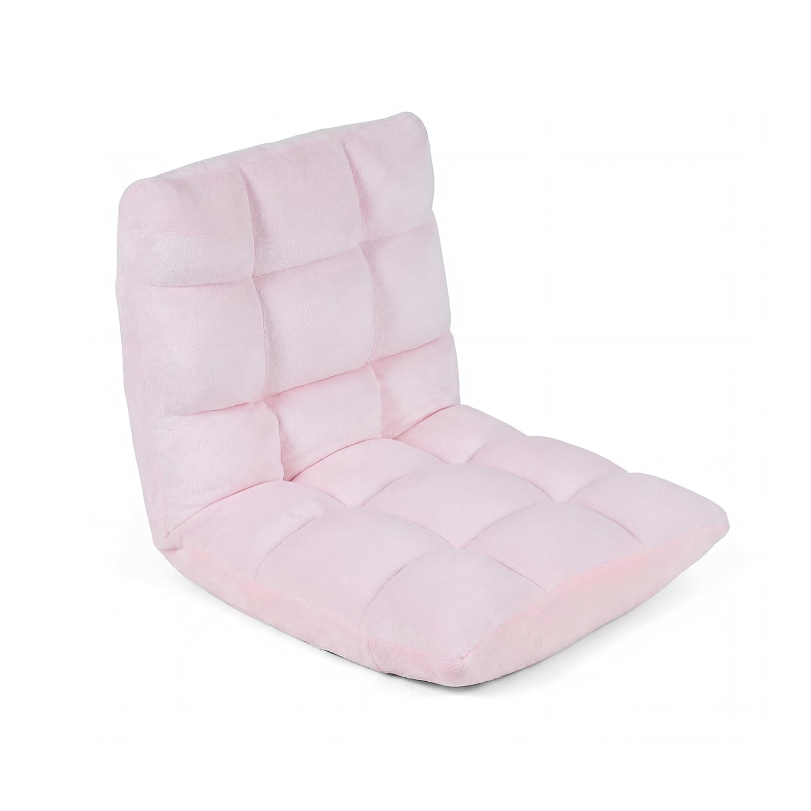 COSTWAY light pink tufted floor chair with back support