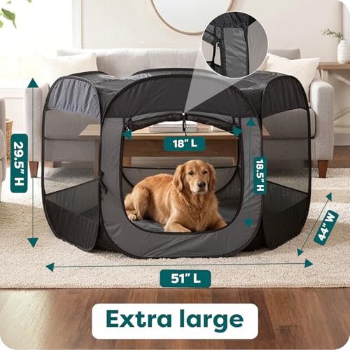 Image of FurHaven Soft-Sided Dog & Cat Playpen, Portable Foldable Indoor & Outdoor Pet Playpen with Mesh Windows & Zippered Door, Gray, Extra Large