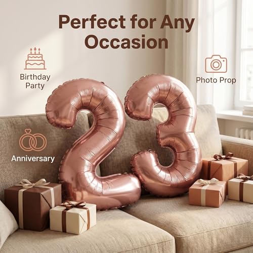 Image of YPSelected 32 Inch Large Foil Helium Number Balloon Birthday Wedding Party 0-9 (Brown, 6)