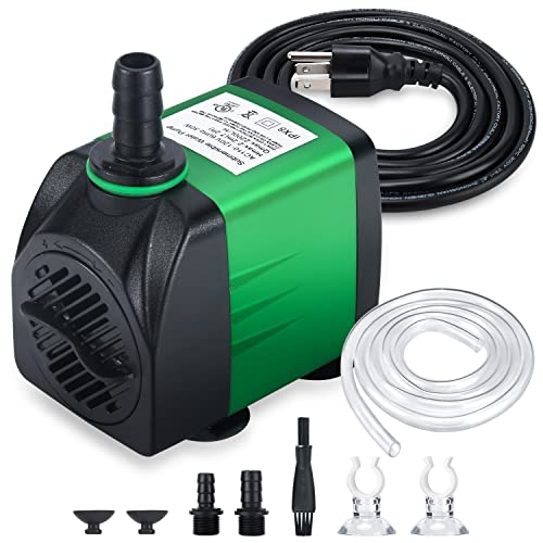 Cwkj Fountain Pump, 550Gph(30W 2200L/H) Water Fountain Pump, Outdoor Submersible Fountain Pump With 6.5Ft Tubing (Id X 1/2-Inch), 3 Nozzles For Aquarium, Pond, Fish Tank, Fountain, Hydroponics #TOP9