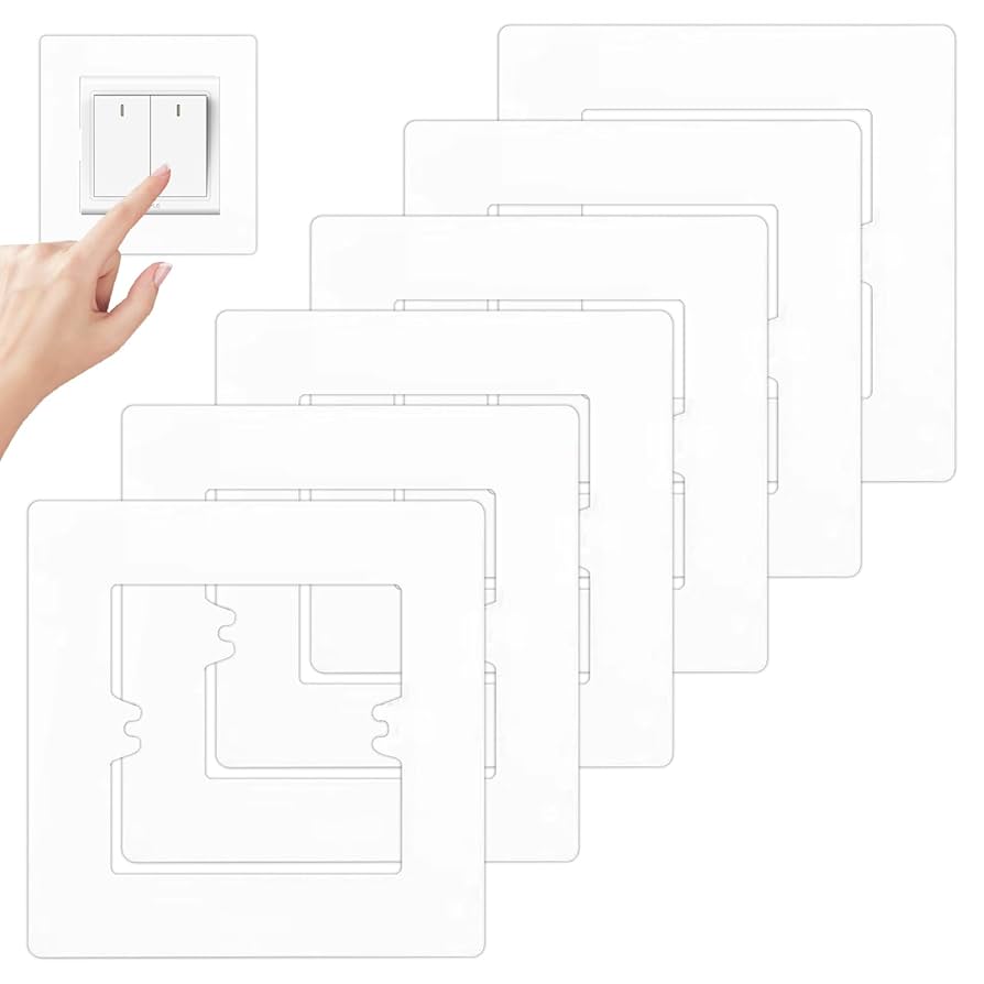 Xisfriean 3 Pcs Switch Surround Frame Square Light Switch Cover Sticker Plug Socket Surround For Switch Panel Or Electrical Plug Socket 8.6 X 8.6cm