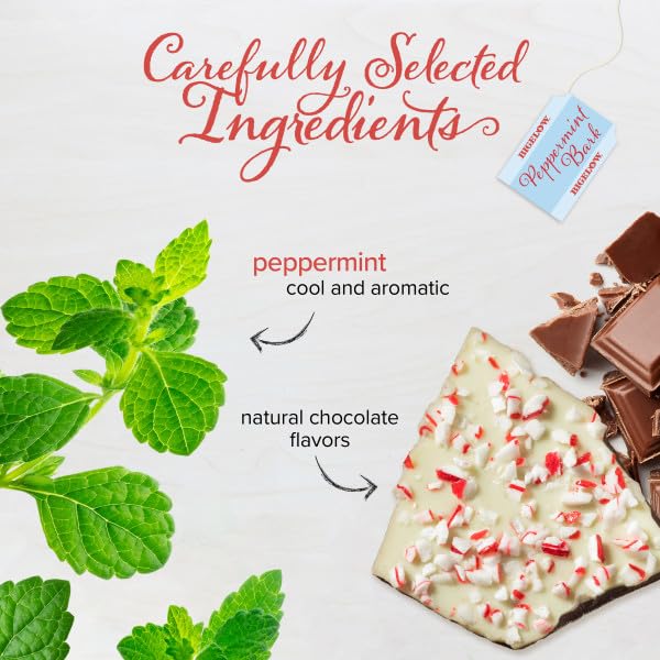 Bigelow Tea Peppermint Bark Herbal Tea, Caffeine Free, 18 Count (Pack of 6), 108 Total Tea Bags