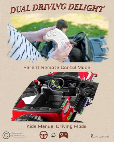 Image of Driving EV Cars for 1, 2, 3, 4, 5, 6 Years | Remote + Steering + Mobile App Control | Kids Jeeps (Big Size Jeep [2-10 Years], White /Green)