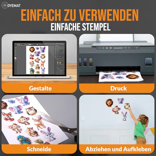 OYEMAT | 50 Blätter 1 Etikett pro Blatt | Sticker Papier zum Bedrucken A4 | Etiketten Selbstklebend Bedruckbar Aufkleber (297 mm x 210 mm) | Tintenstrahldrucker, Laserdrucker und Fotokopierer.