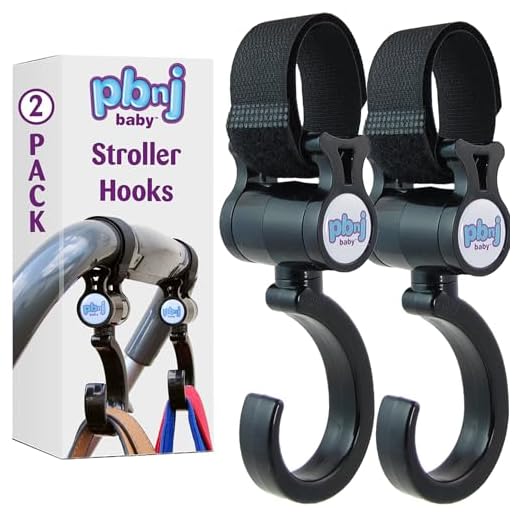 PBnJ baby Stroller Hooks 2 Pack Organizer Clip Travel Purse Shopping Diaper Bags