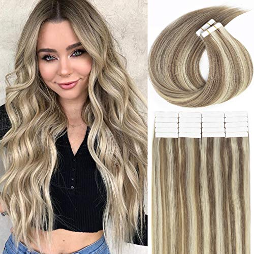 LacerHair Tape in Hair Extensions Human Hair P#6/60A 22 Inch