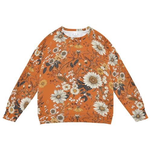 JUNZAN Autumn Sunflower Daisy Orange Kids Boys Hoodie Sweatshirt Long Sleeve Fall Tops Shirts Party 4T