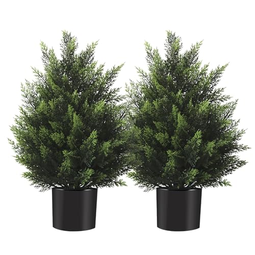 2FT Artificial Cedar Topiary Tree Lifelike Faux Cedar...